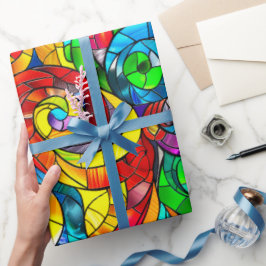 Papel De Presente Padrão de Vidro Colorido Arco-íris Elegante