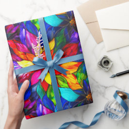 Papel De Presente Padrão de Vidro Colorido Arco-íris Elegante