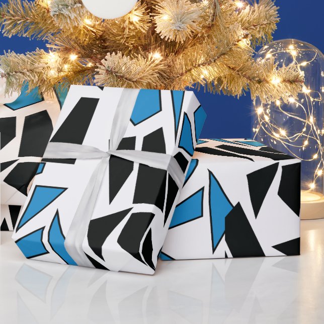 Papel De Presente Padrão de Vidro Colorido Azul Preto (Feriados)