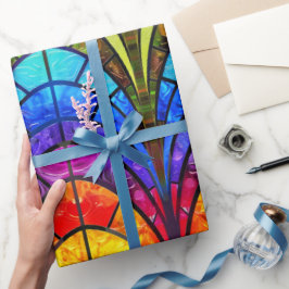 Papel De Presente Padrão de Vidro Colorido Elegante Arco-íris