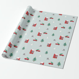 Papel De Presente Padrão de Vila de Natal Fofo