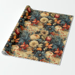 Papel De Presente Padrão de Vintage de Ação de Graças Floral (12)<br><div class="desc">Este papel de embrulho é uma mistura harmoniosa de botânicos vegetais antigos e o charme caprichoso de padrões de squash. Traz a beleza do mundo natural para os dedos,  criando uma sinfonia visual. Peça a sua agora!</div>