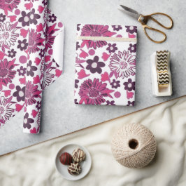 Papel De Presente Padrão de Vintagem Floral de Na moda único