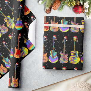 Papel De Presente Padrão de Violão Colorido de Natal