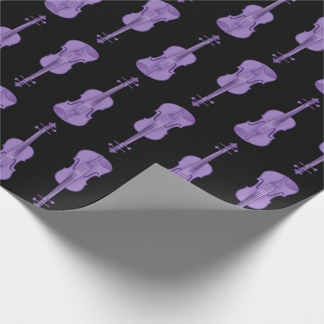 Papel De Presente Padrão de Violino - Lavanda e Preto   (Ponta)
