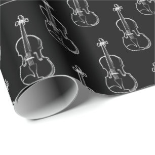 Papel De Presente Padrão de Violino - Preto e Branco