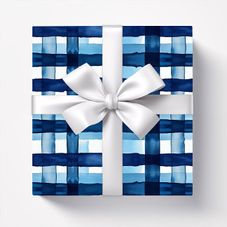 Papel De Presente Padrão de Xadrez azul marinho