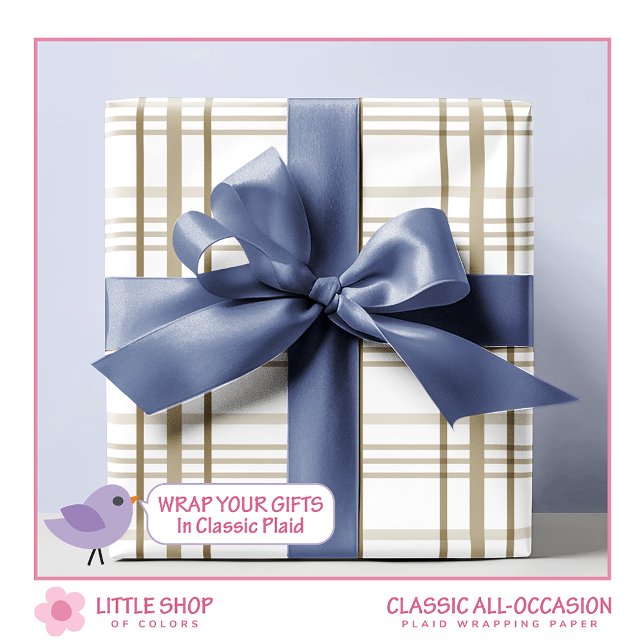 Papel De Presente Padrão de Xadrez bege clássico (Criador carregado)