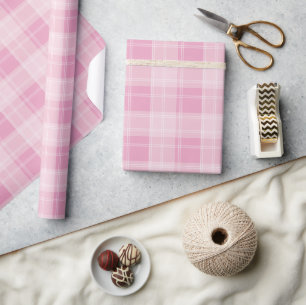Papel De Presente Padrão de Xadrez da rosa claro
