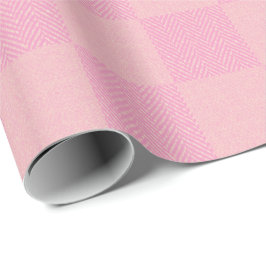Papel De Presente Padrão de Xadrez de Búfalo Rosa Suave Rosa