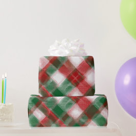 Papel De Presente Padrão de Xadrez de Neve Clássico Vermelho de Feri