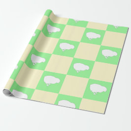 Papel De Presente Padrão de Xadrez de Páscoa com Motivo de Pintinho 