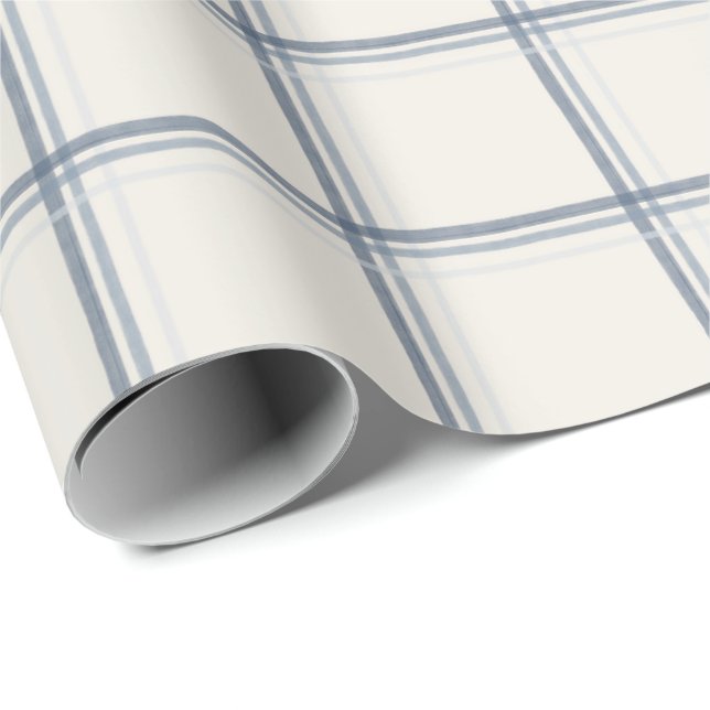 Papel De Presente Padrão de Xadrez de Vidro Azul Ardósia Atemporal (Ponta do rolo)