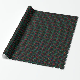 Papel De Presente Padrão de Xadrez do Tartan verde e preto