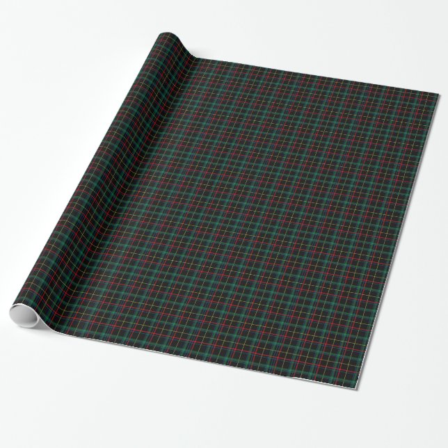 Papel De Presente Padrão de Xadrez do Tartan verde e preto (Desenrolado)