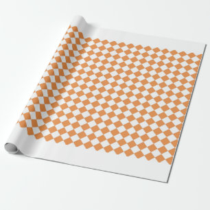 Papel De Presente Padrão de xadrez em diamante laranja pastel