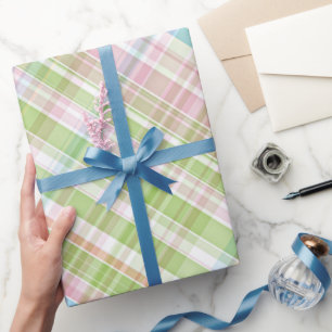 Papel De Presente Padrão de Xadrez rosa-rosa claro azul-claro-claro-