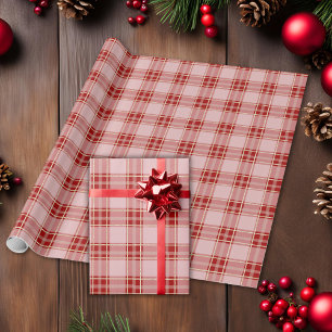 Papel De Presente Padrão de Xadrez Vermelha Elegante