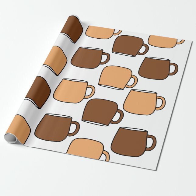 Papel De Presente Padrão de Xícara de Café (Desenrolado)