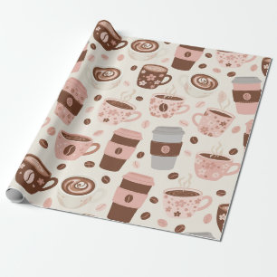 Papel De Presente Padrão de Xícara de Café Aconchegante (10)