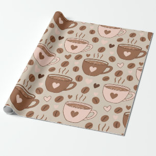 Papel De Presente Padrão de Xícara de Café Aconchegante (11)