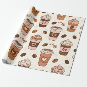 Papel De Presente Padrão de Xícara de Café Aconchegante (12)