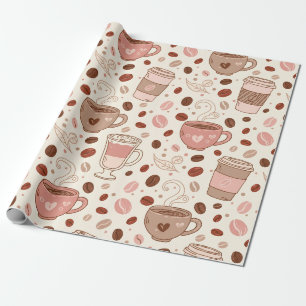 Papel De Presente Padrão de Xícara de Café Aconchegante (3)