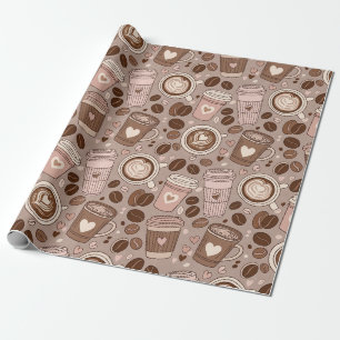Papel De Presente Padrão de Xícara de Café Aconchegante (6)