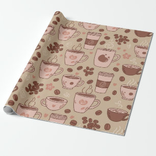 Papel De Presente Padrão de Xícara de Café Aconchegante (7)