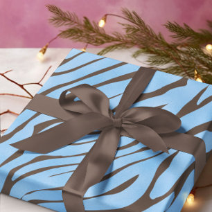Papel De Presente Padrão de Zebra Azul Bebê
