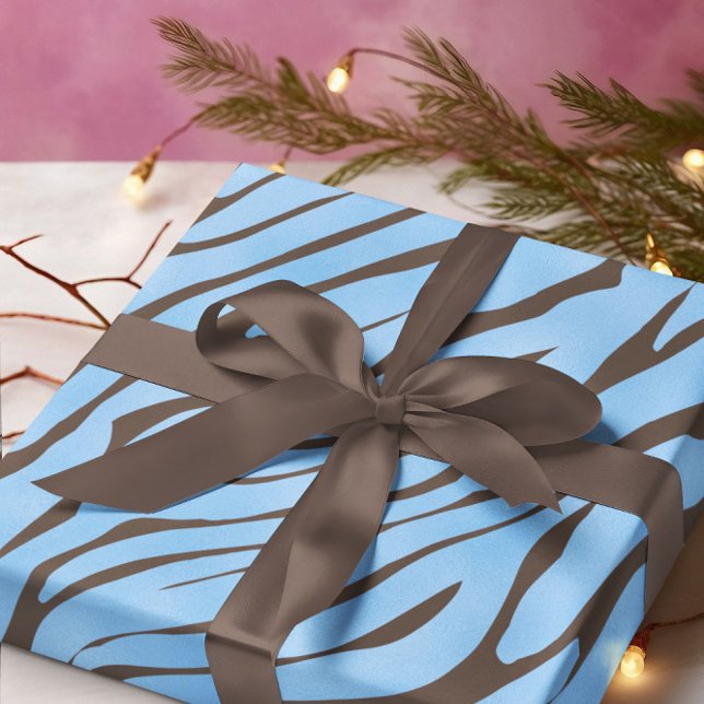 Papel De Presente Padrão de Zebra Azul Bebê (Criador carregado)