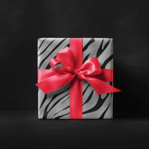 Papel De Presente Padrão de Zebra da cinza Metálica