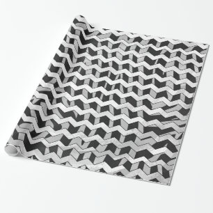 Papel De Presente Padrão de zebra em chevron preto e cinza