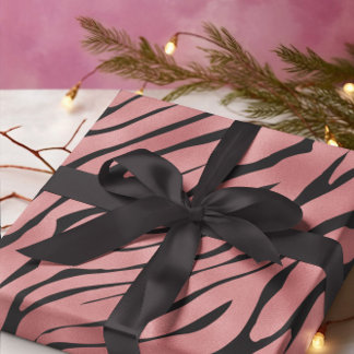Papel De Presente Padrão de zebra rosa metálico