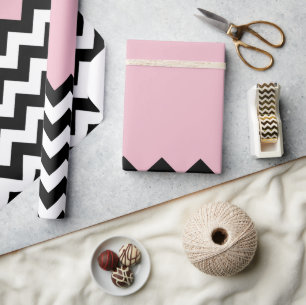 Papel De Presente Padrão de ziguezague preto e branco, Chevron, rosa
