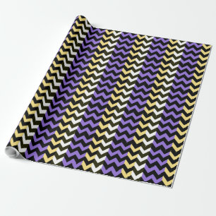 Papel De Presente Padrão de Zigzap do Chevron Amarelo Roxo