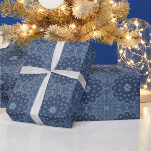 Papel De Presente Padrão decorativo azul e branco