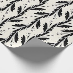 Papel De Presente Padrão Decorativo de Vinhas Negras