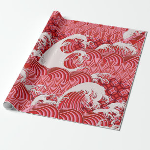 Papel De Presente Padrão decorativo sem costura com ondas em chinê