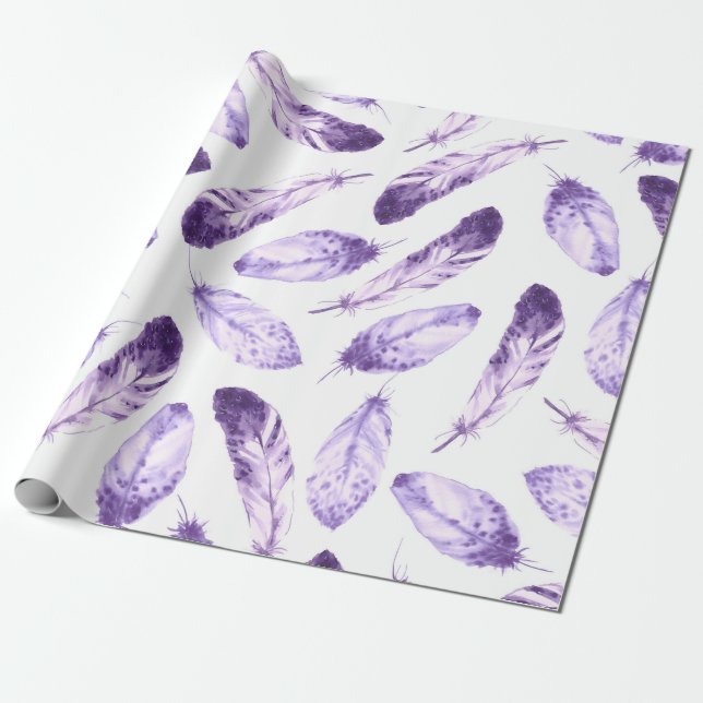 Papel De Presente Padrão decorativo sem soldadura com penas. Waterco (Desenrolado)