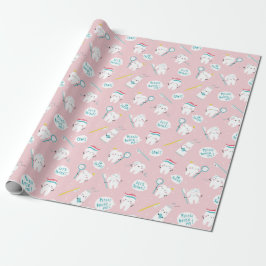 Papel De Presente Padrão dental fofo Rosa Escove os dentes
