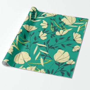 Papel De Presente Padrão descontínuo tropical brilhante com folhas