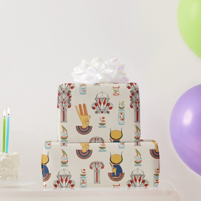 Papel De Presente Padrão desdecorativo e antigo Egípcio sem costura (Presentes para festas)