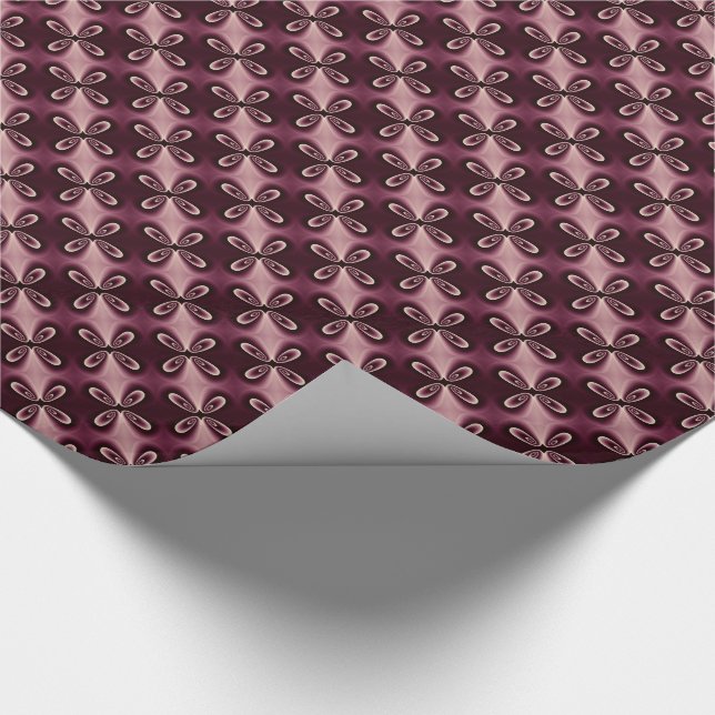 Papel De Presente Padrão Digital de Pétala Floral Vermelho Borgonha (Ponta)