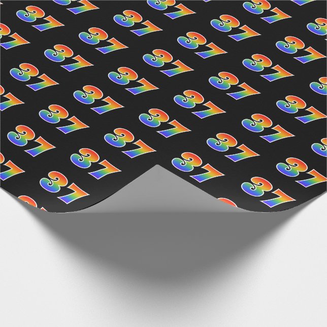 Papel De Presente Padrão Divertido de Espectro de Arco-íris "37" Núm (Ponta)