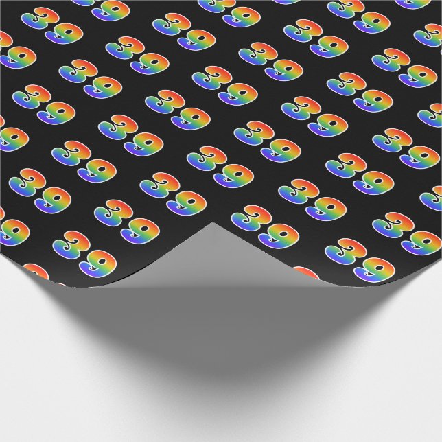 Papel De Presente Padrão Divertido de Espectro de Arco-íris "39" Núm (Ponta)
