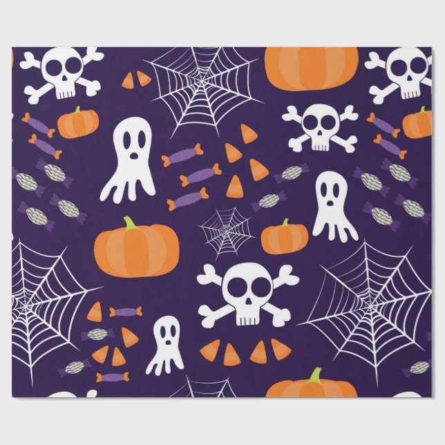Papel De Presente Padrão Divertido de Halloween (Aberto)