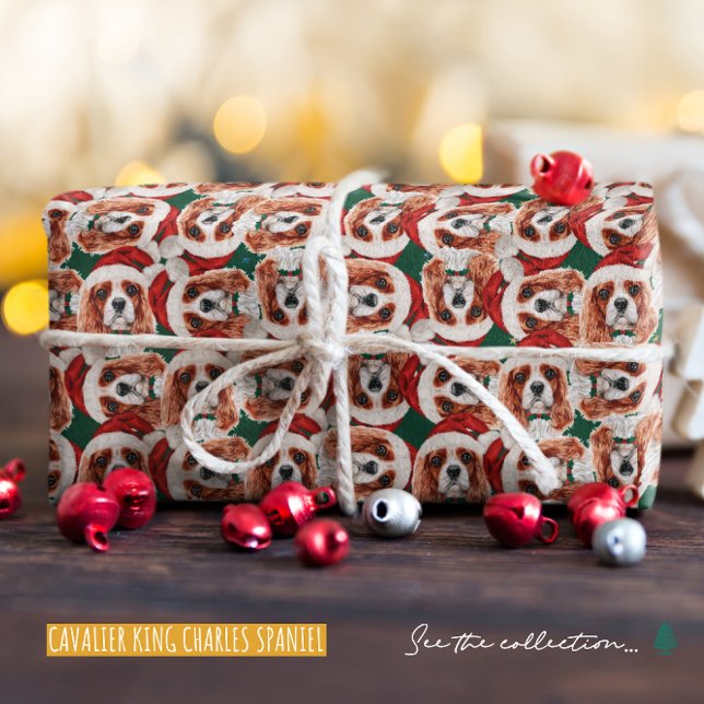 Papel De Presente Padrão Divertido de Natal do Cavalier King (Criador carregado)