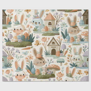 Papel De Presente Padrão Divertido do Coelho de Páscoa