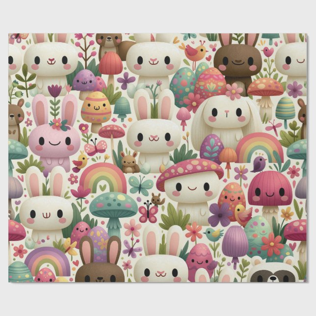 Papel De Presente Padrão Divertido do Coelho de Páscoa (Aberto)